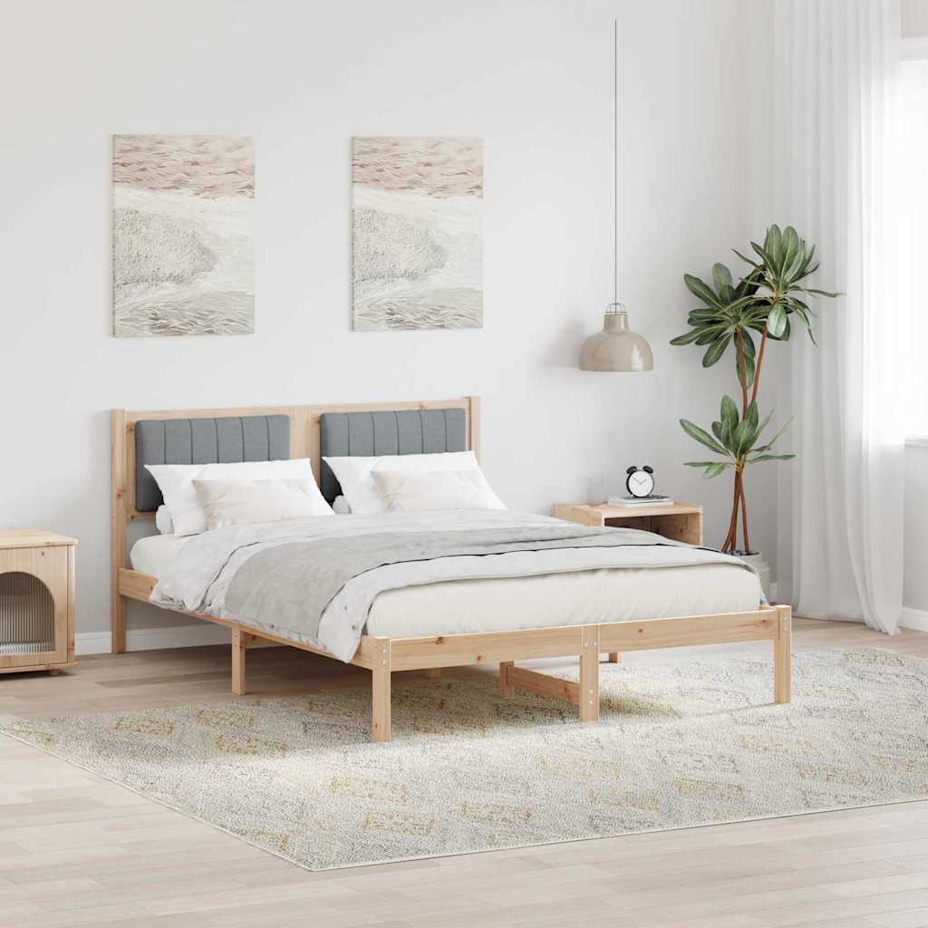 Sengestel med Polstret Hovedgavl Lysegrå 120 x 190 cm