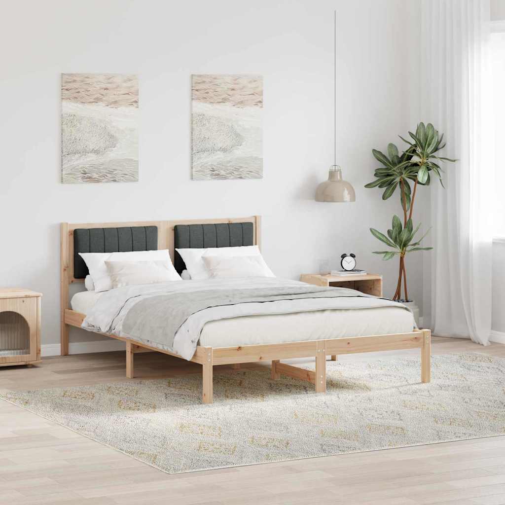 Sengestel med Polstret Hovedgavl Mørkegrå 120 x 190 cm
