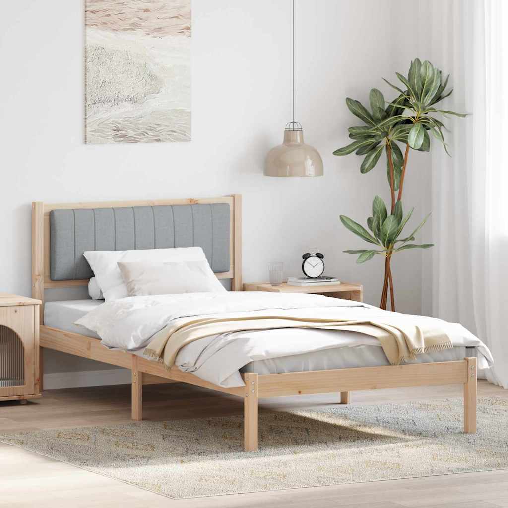 Sengestel med Polstret Hovedgavl Lysegrå 100 x 200 cm