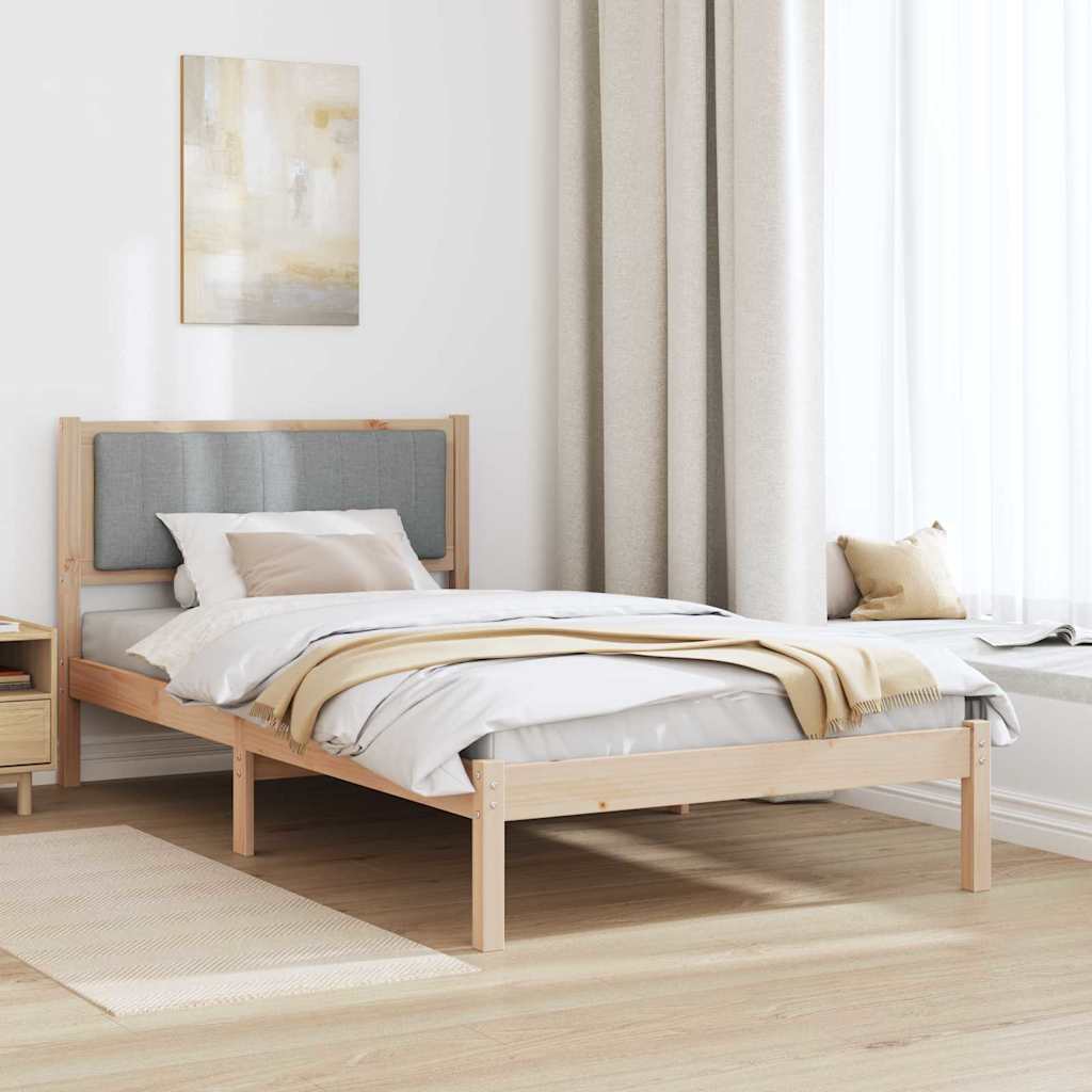 Sengestel med Polstret Hovedgavl Lysegrå 100 x 200 cm