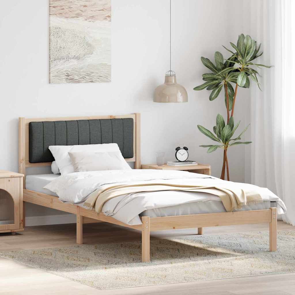 Sengestel med Polstret Hovedgavl Mørkegrå 100 x 200 cm