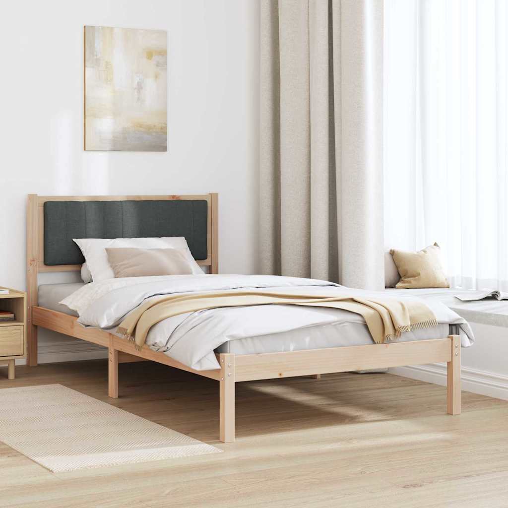 Sengestel med Polstret Hovedgavl Mørkegrå 100 x 200 cm
