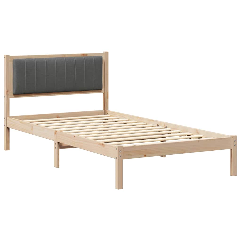 Sengestel med Polstret Hovedgavl Mørkegrå 100 x 200 cm