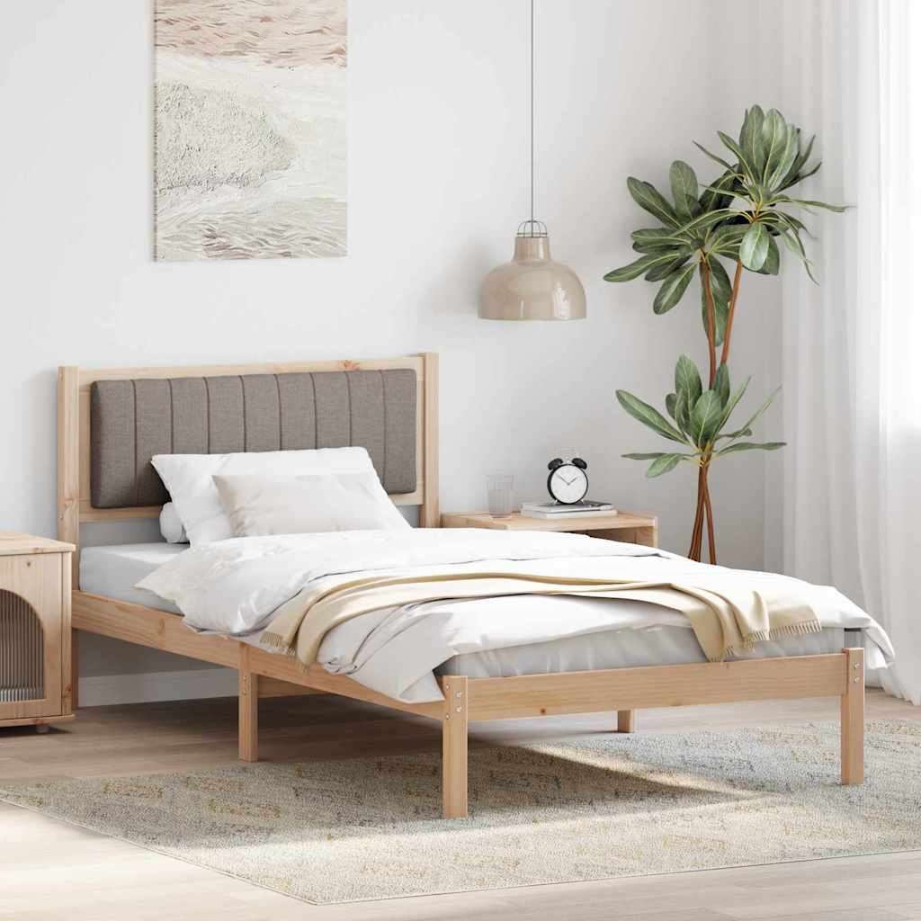 Sengestel med Polstret Hovedgavl Gråbrun 100 x 200 cm