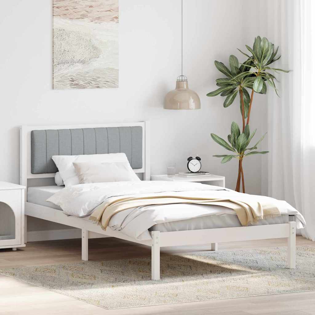 Sengestel med Polstret Hovedgavl Lysegrå 100 x 200 cm
