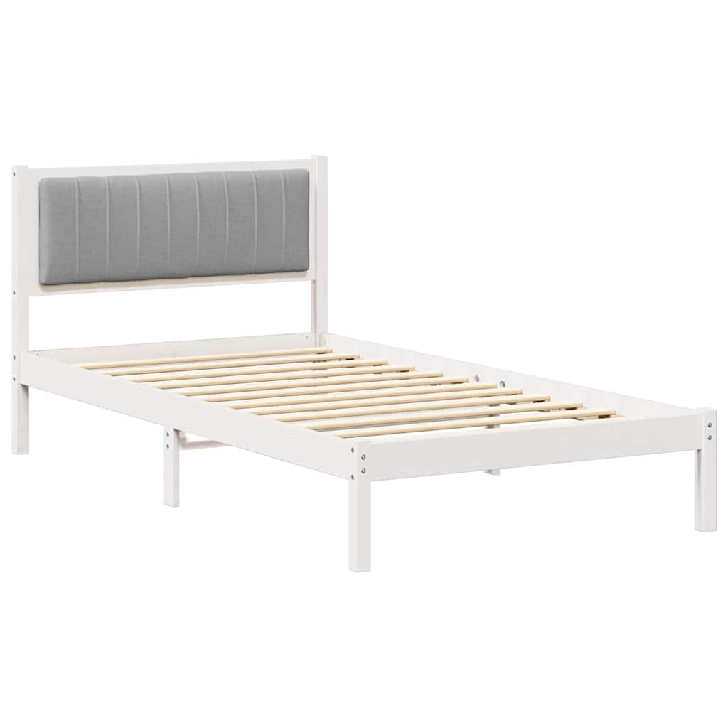 Sengestel med Polstret Hovedgavl Lysegrå 100 x 200 cm
