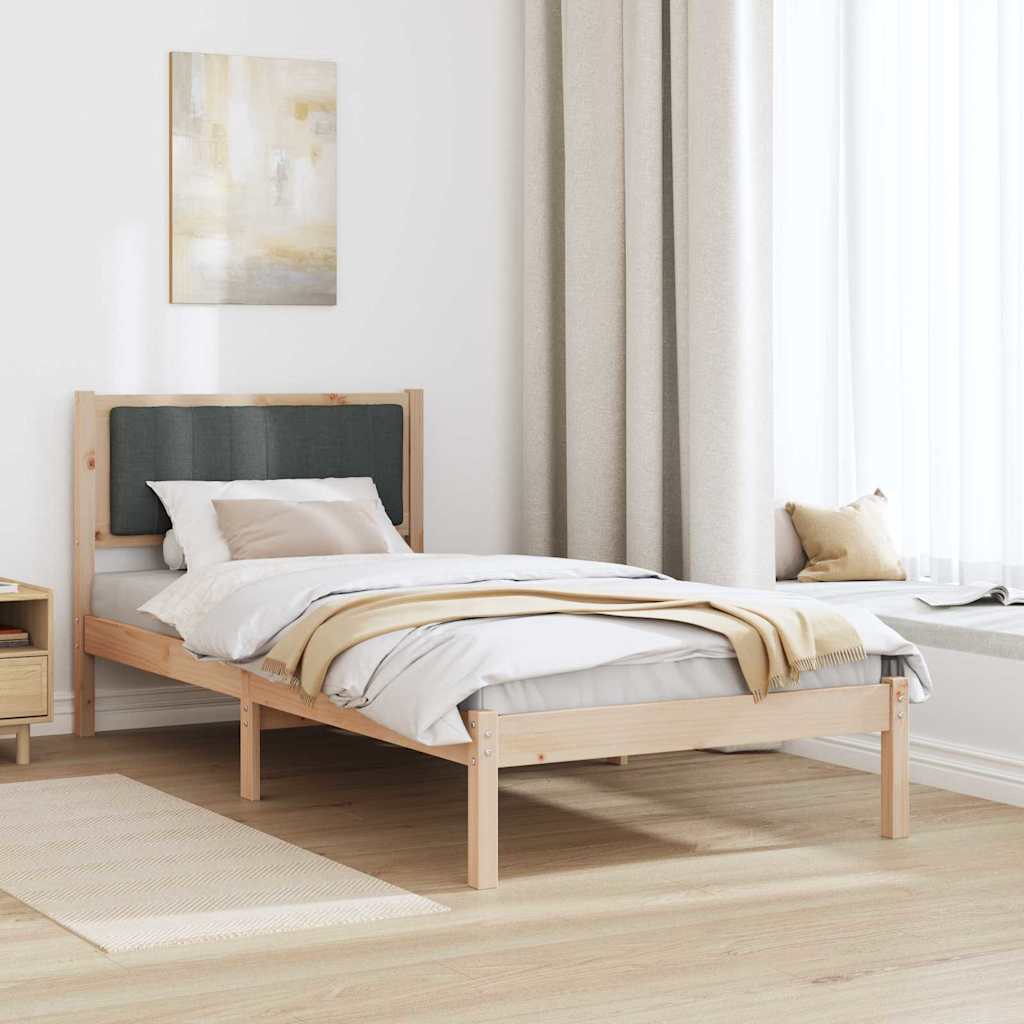 Sengestel med Polstret Hovedgavl Mørkegrå 90 x 200 cm