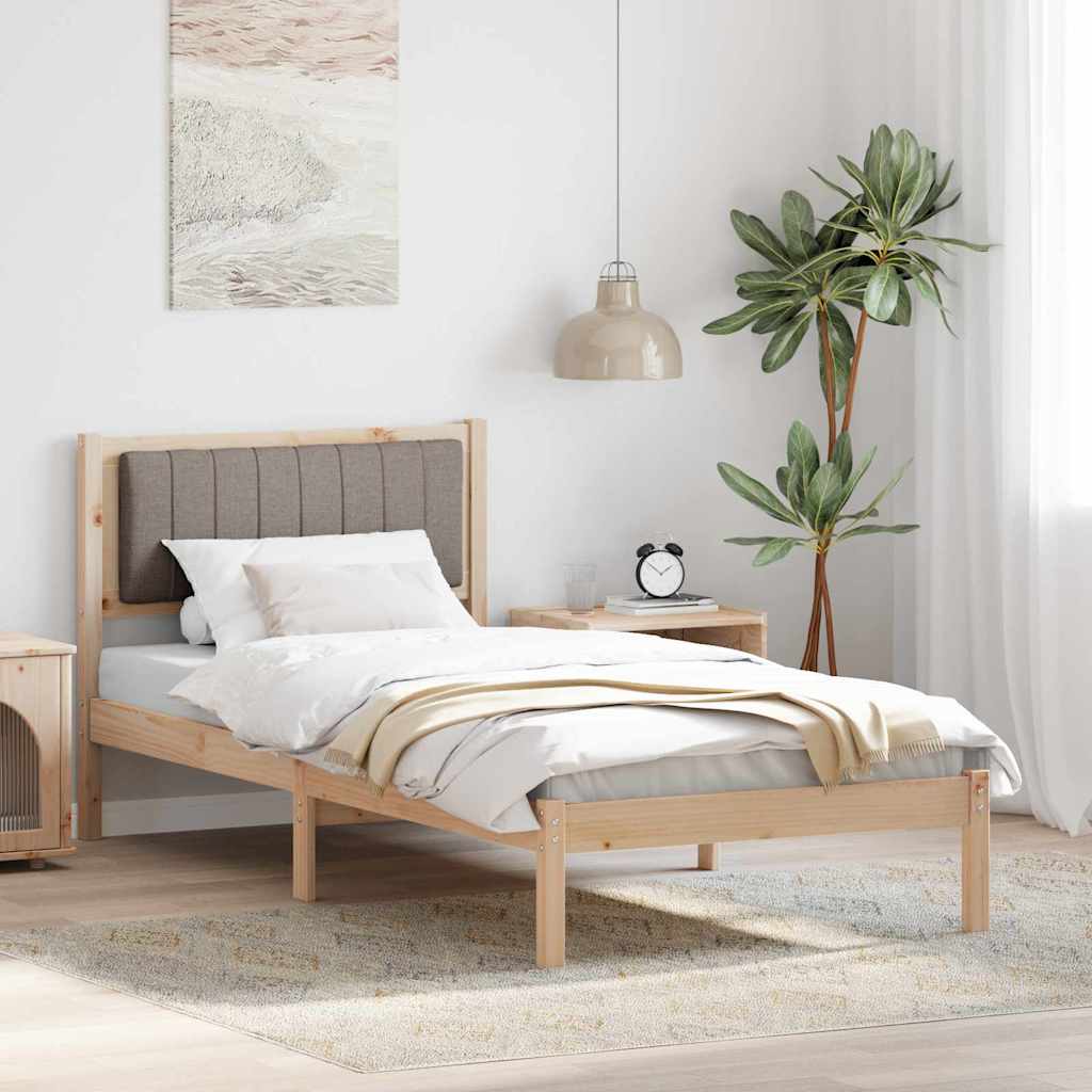 Sengestel med Polstret Hovedgavl Gråbrun 90 x 200 cm
