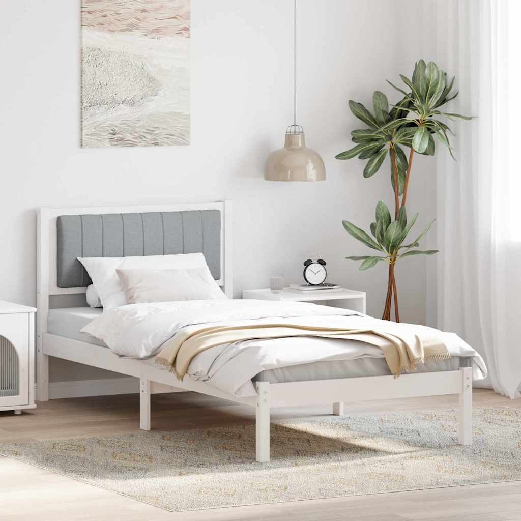 Sengestel med Polstret Hovedgavl Lysegrå 90 x 200 cm