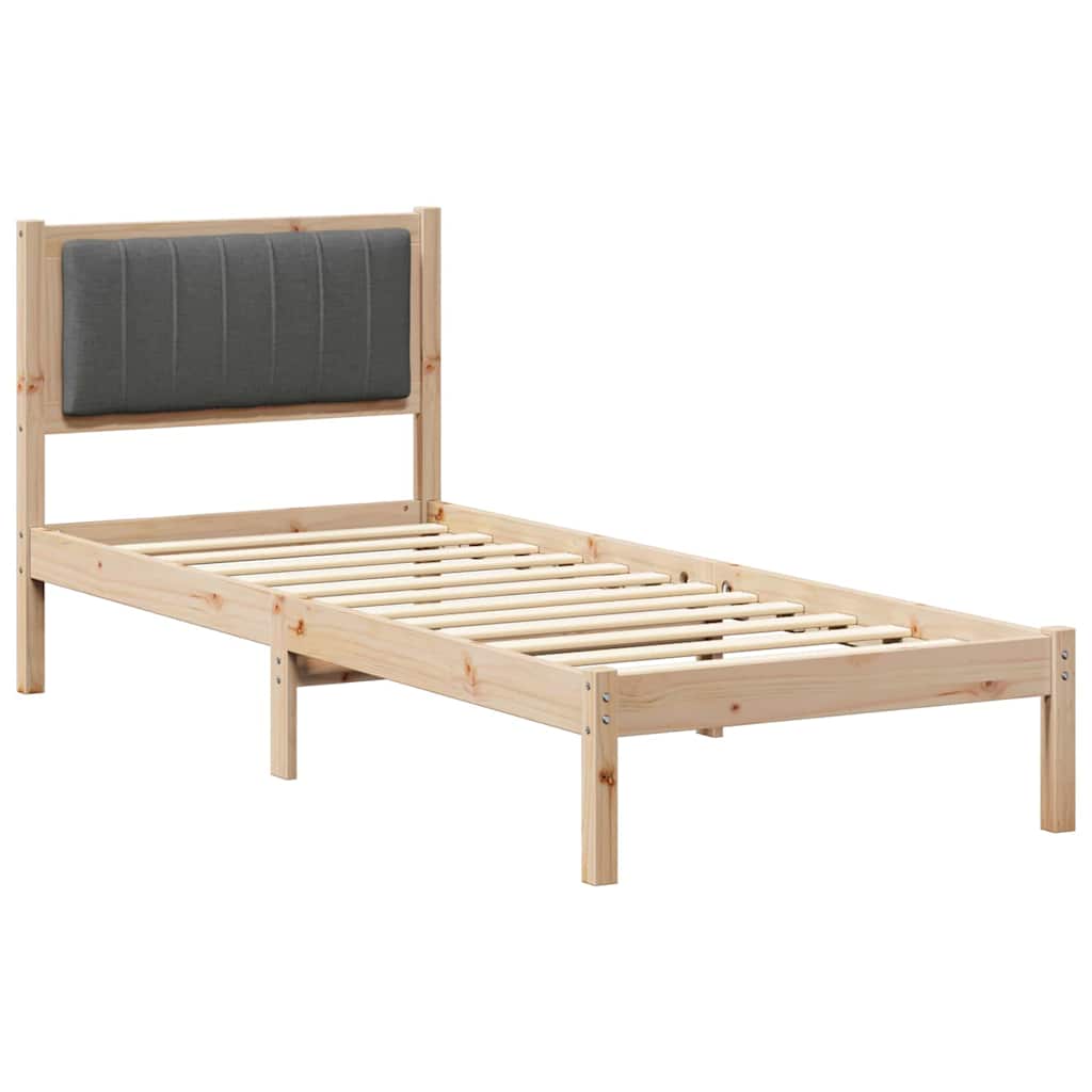 Sengestel med Polstret Hovedgavl Mørkegrå 80 x 200 cm
