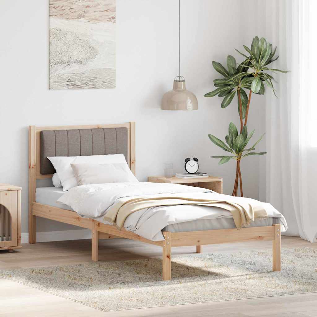 Sengestel med Polstret Hovedgavl Gråbrun 80 x 200 cm