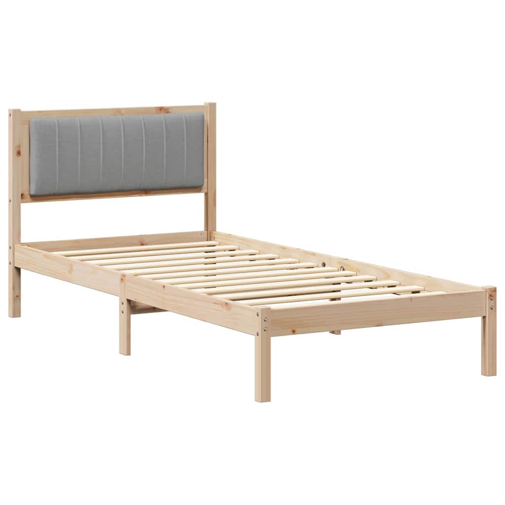 Sengestel med Polstret Hovedgavl Lysegrå 90 x 190 cm