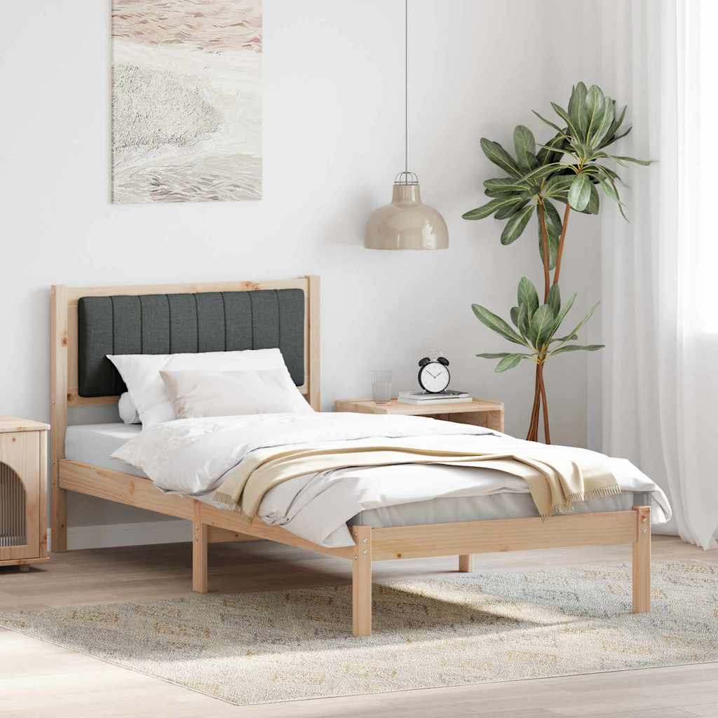 Sengestel med Polstret Hovedgavl Mørkegrå 90 x 190 cm