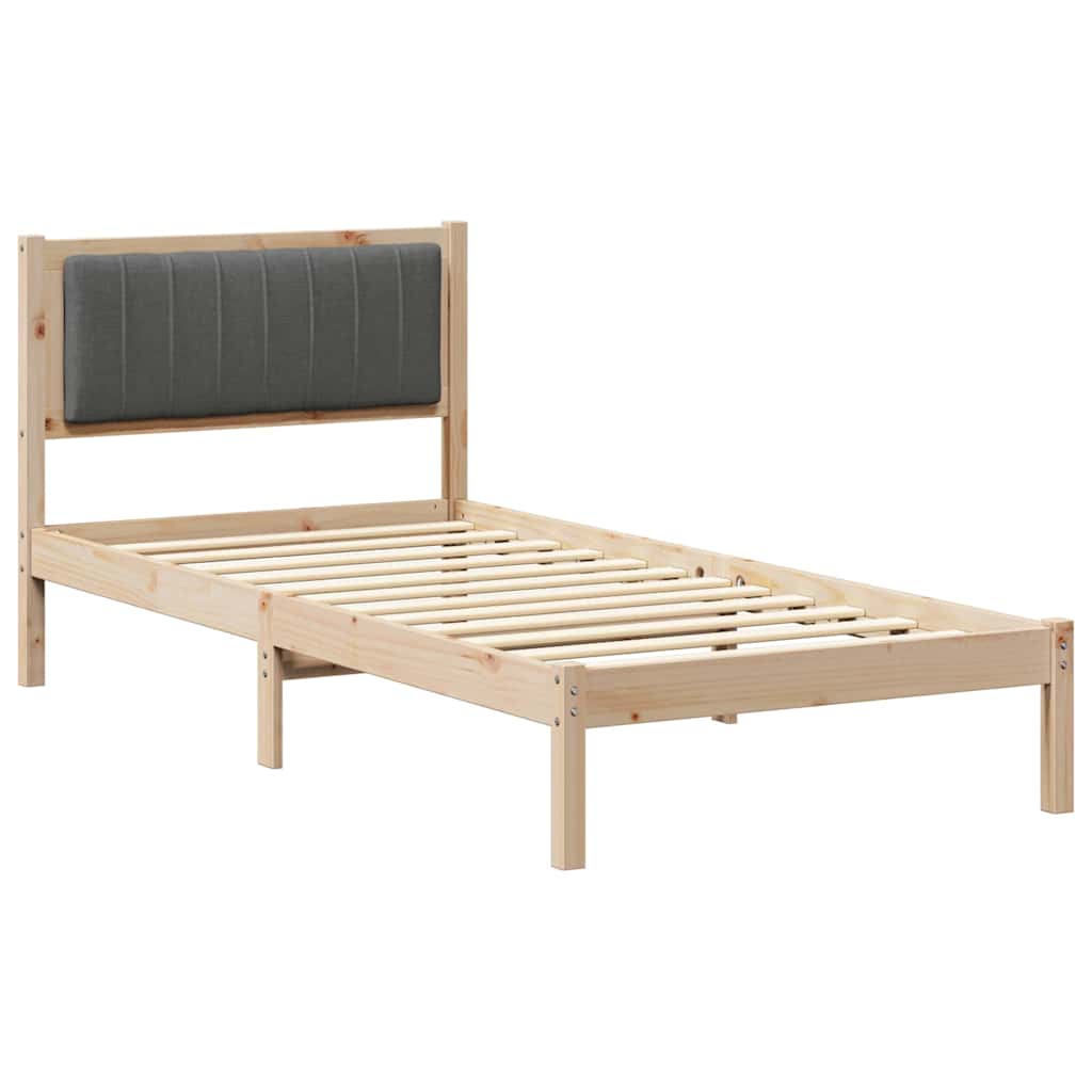 Sengestel med Polstret Hovedgavl Mørkegrå 90 x 190 cm