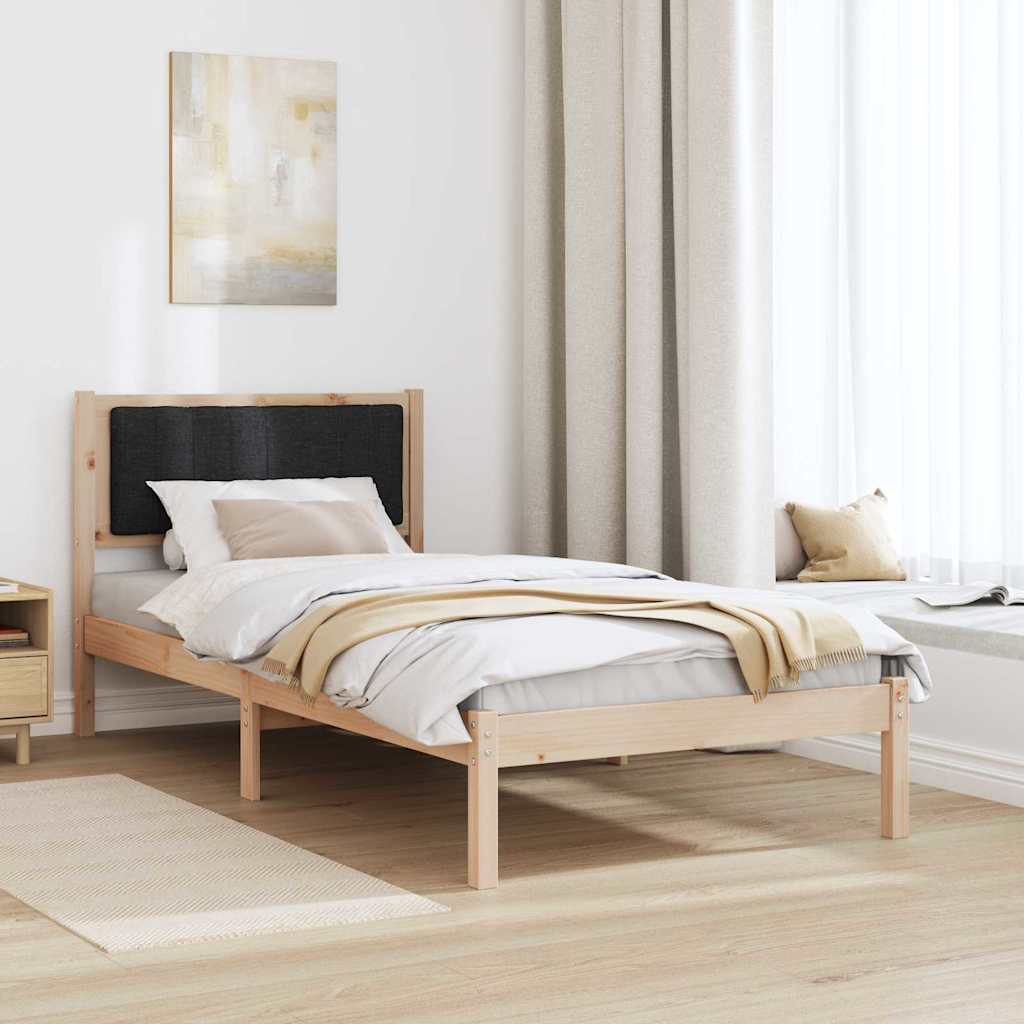 Sengestel med Polstret Hovedgavl Sort 90 x 190 cm