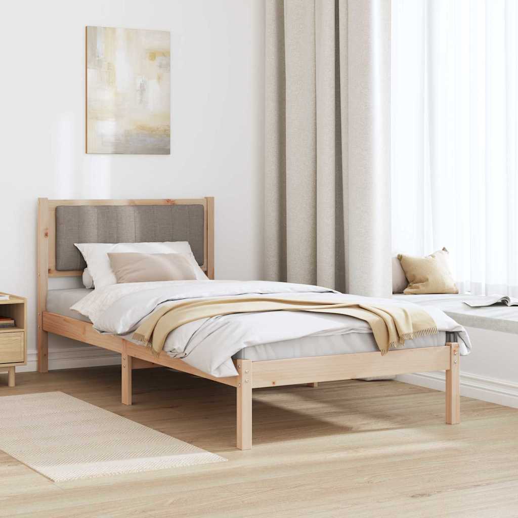Sengestel med Polstret Hovedgavl Gråbrun 90 x 190 cm