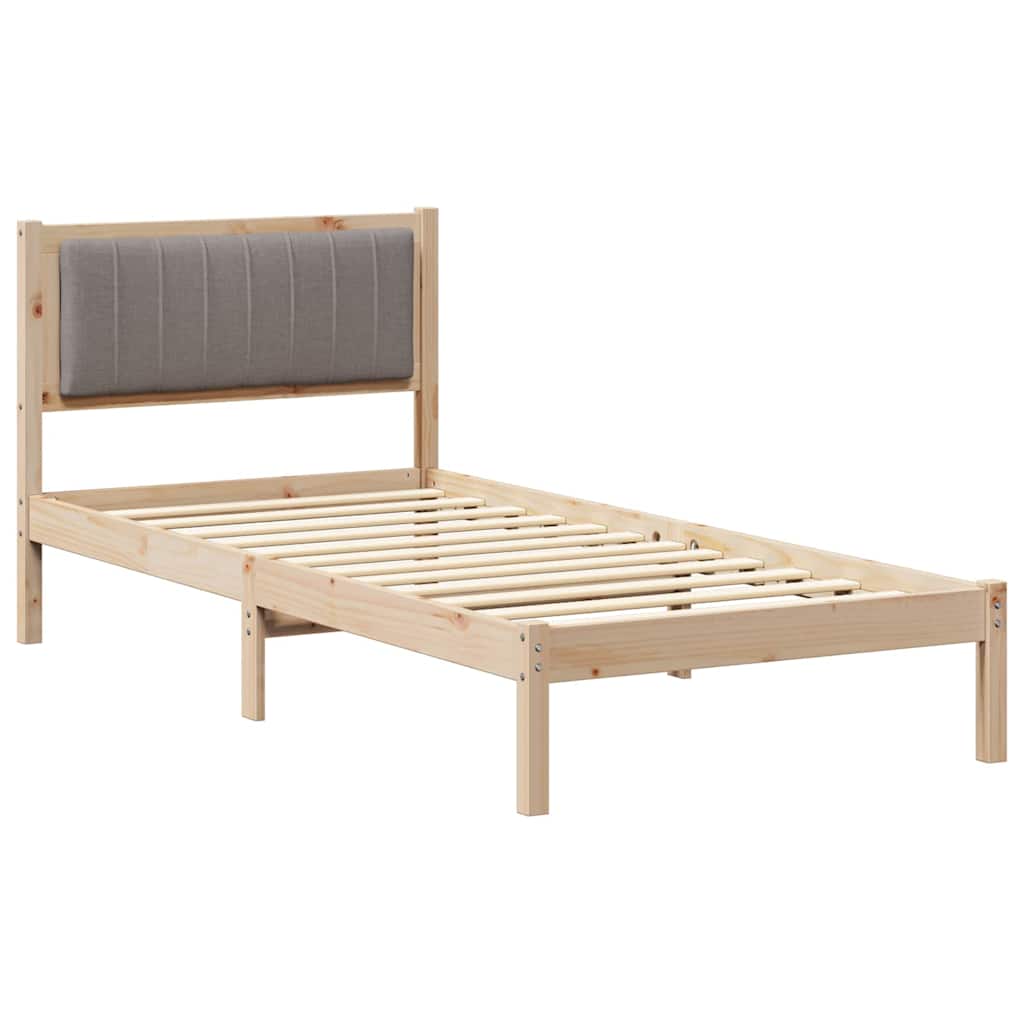 Sengestel med Polstret Hovedgavl Gråbrun 90 x 190 cm