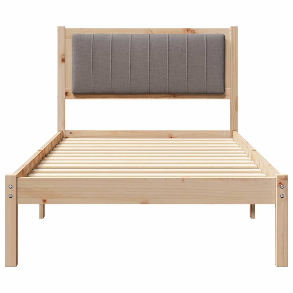 Sengestel med Polstret Hovedgavl Gråbrun 90 x 190 cm