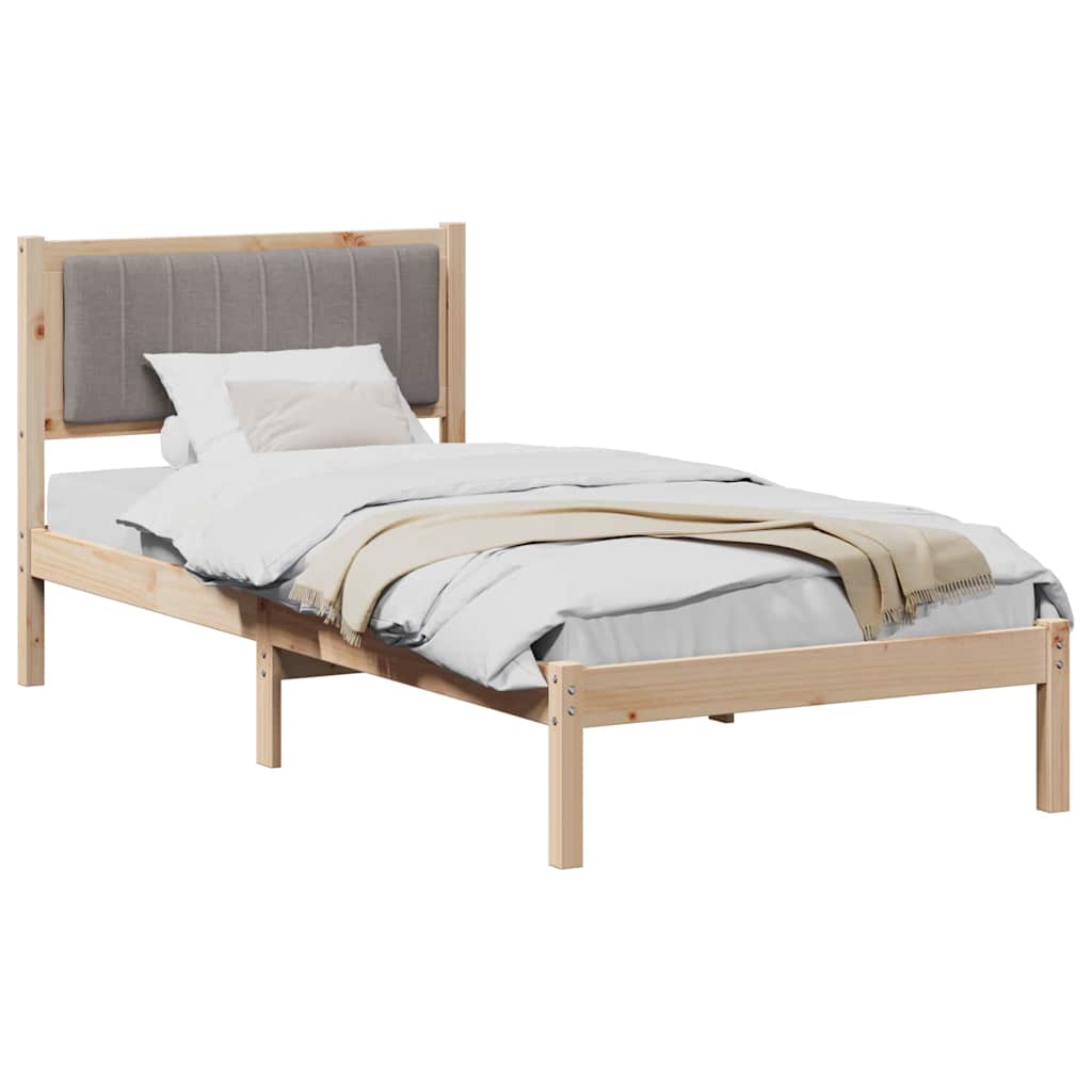 Sengestel med Polstret Hovedgavl Gråbrun 90 x 190 cm