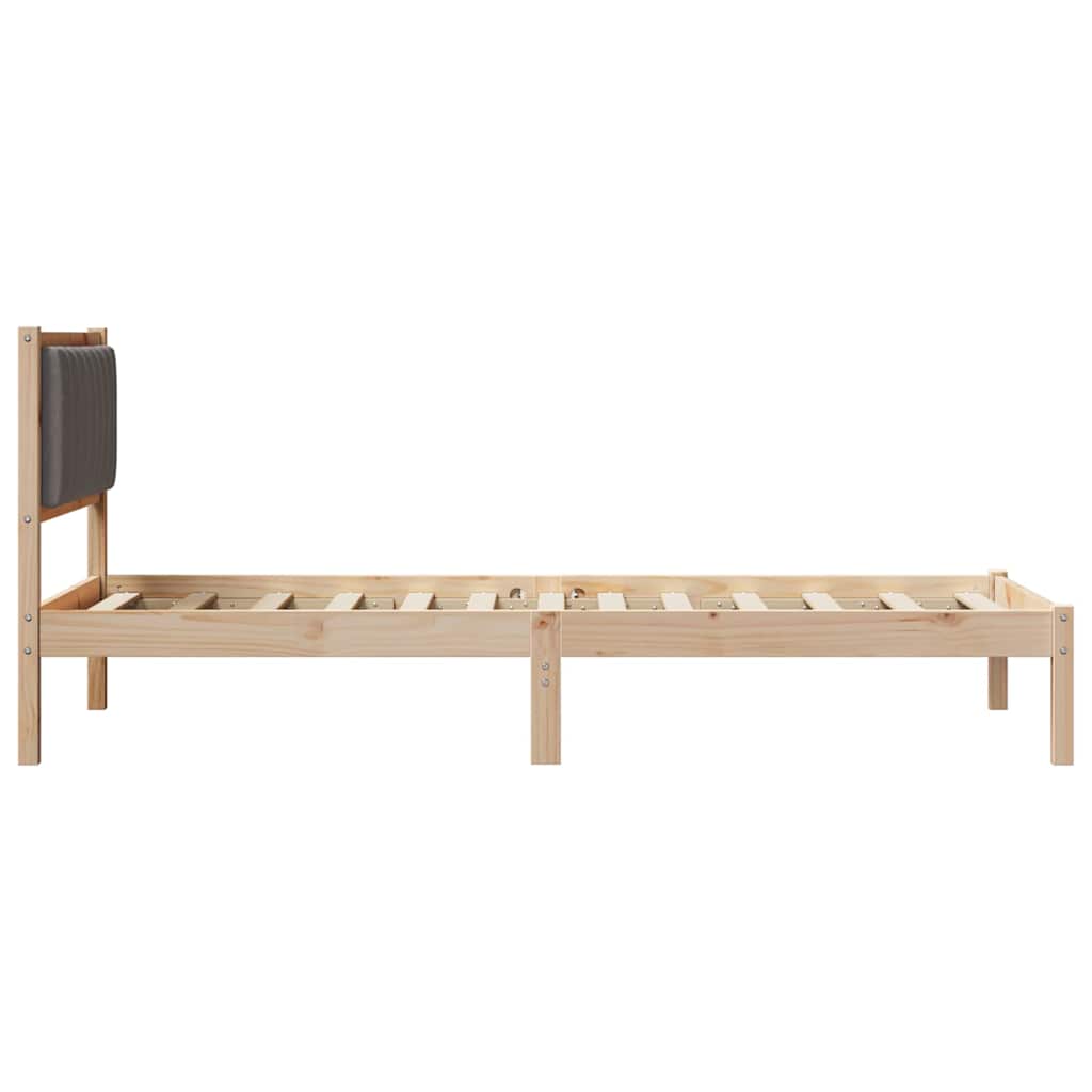 Sengestel med Polstret Hovedgavl Gråbrun 90 x 190 cm