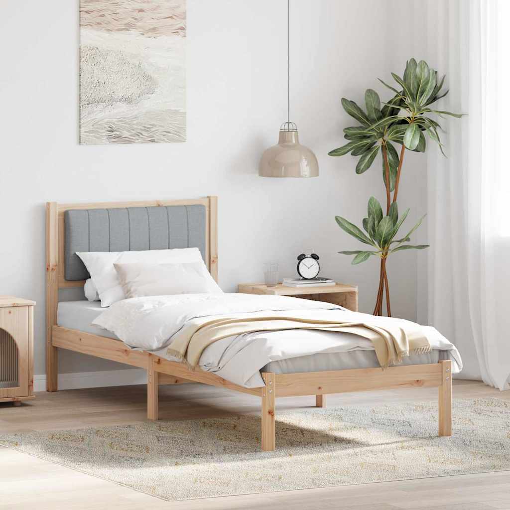 Sengestel med Polstret Hovedgavl Lysegrå 75 x 190 cm