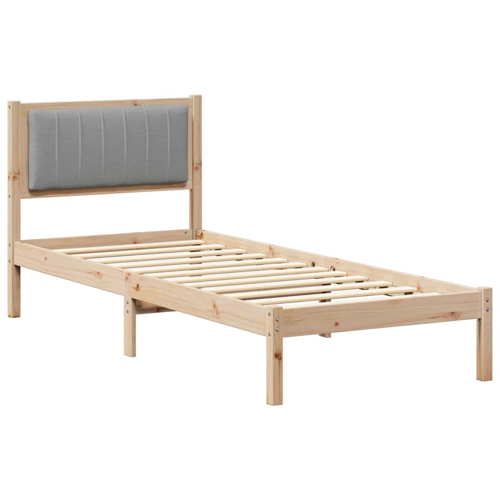 Sengestel med Polstret Hovedgavl Lysegrå 75 x 190 cm