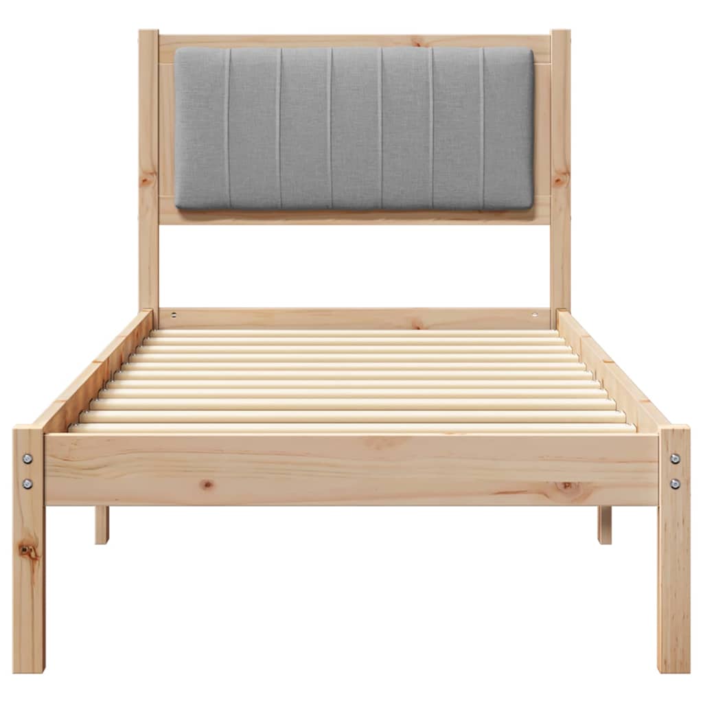 Sengestel med Polstret Hovedgavl Lysegrå 75 x 190 cm