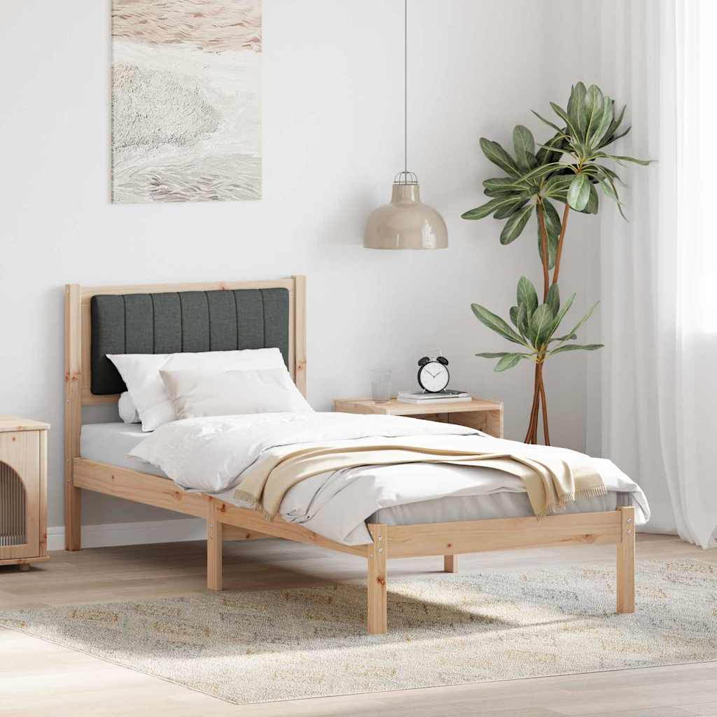 Sengestel med Polstret Hovedgavl Mørkegrå 75 x 190 cm