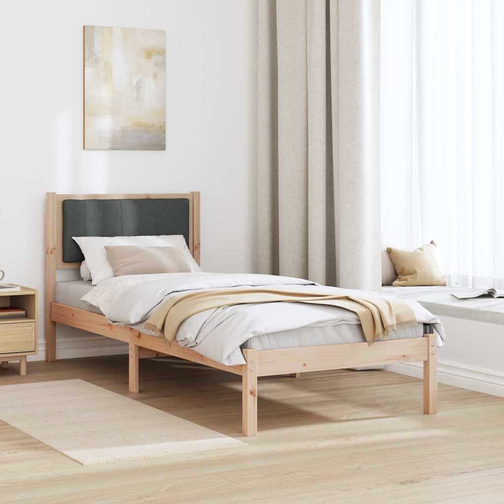 Sengestel med Polstret Hovedgavl Mørkegrå 75 x 190 cm