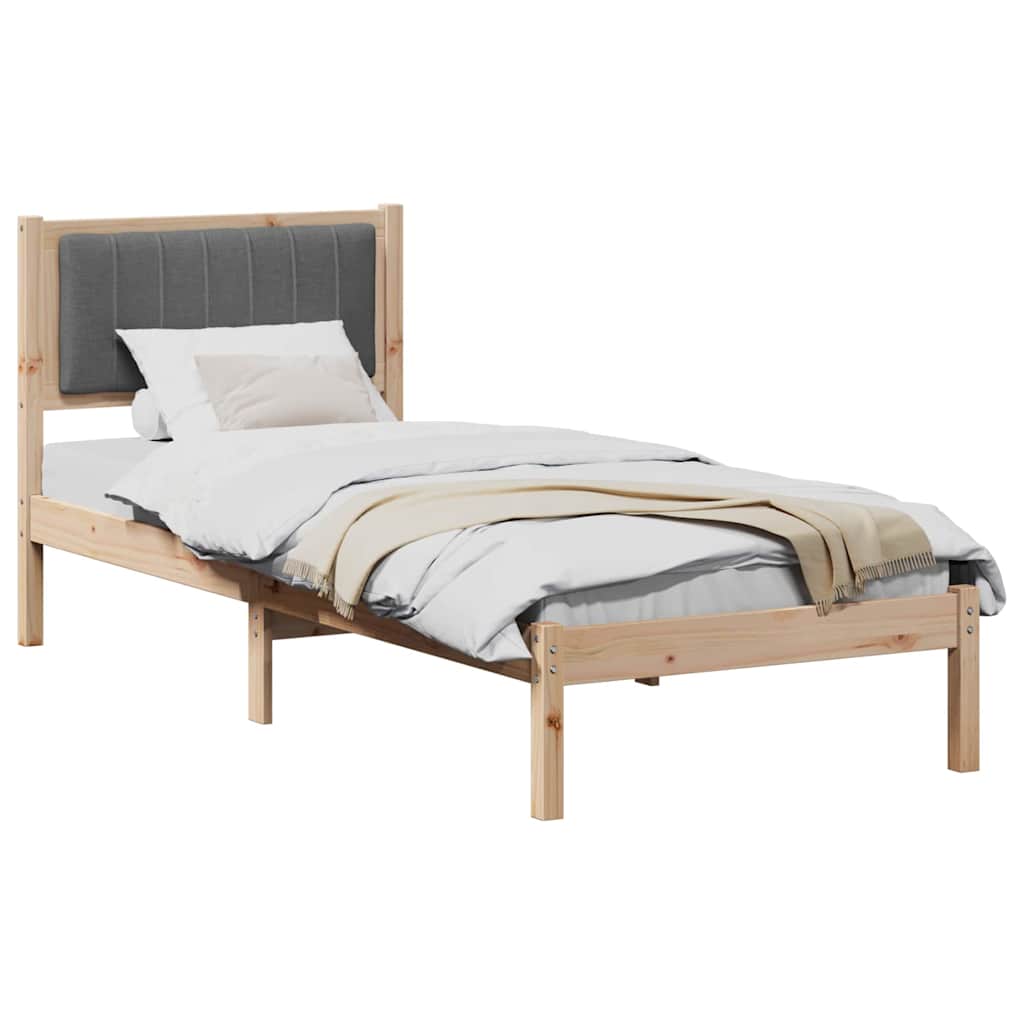 Sengestel med Polstret Hovedgavl Mørkegrå 75 x 190 cm