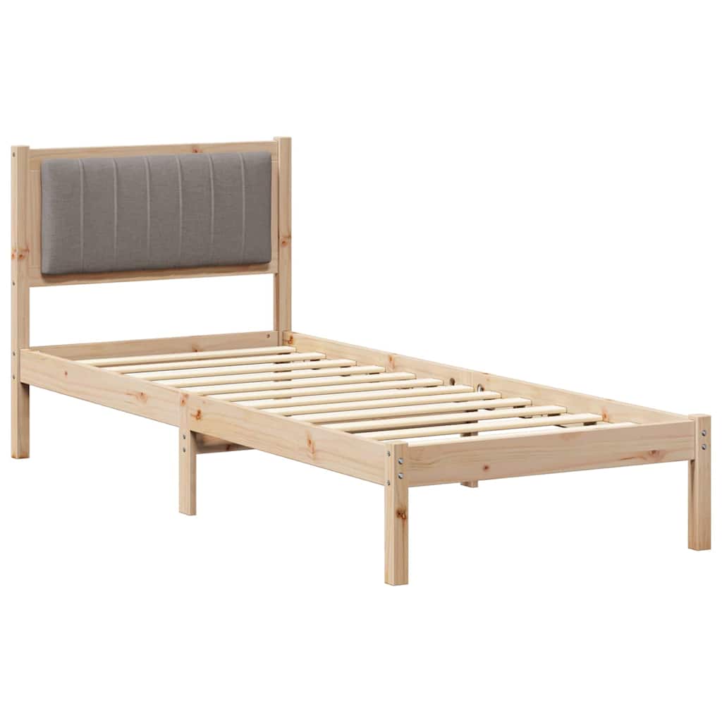 Sengestel med Polstret Hovedgavl Gråbrun 75 x 190 cm