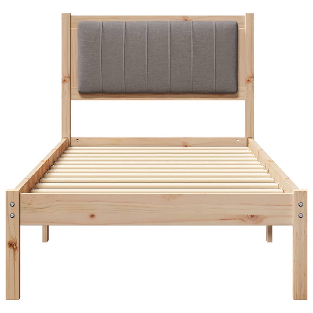 Sengestel med Polstret Hovedgavl Gråbrun 75 x 190 cm
