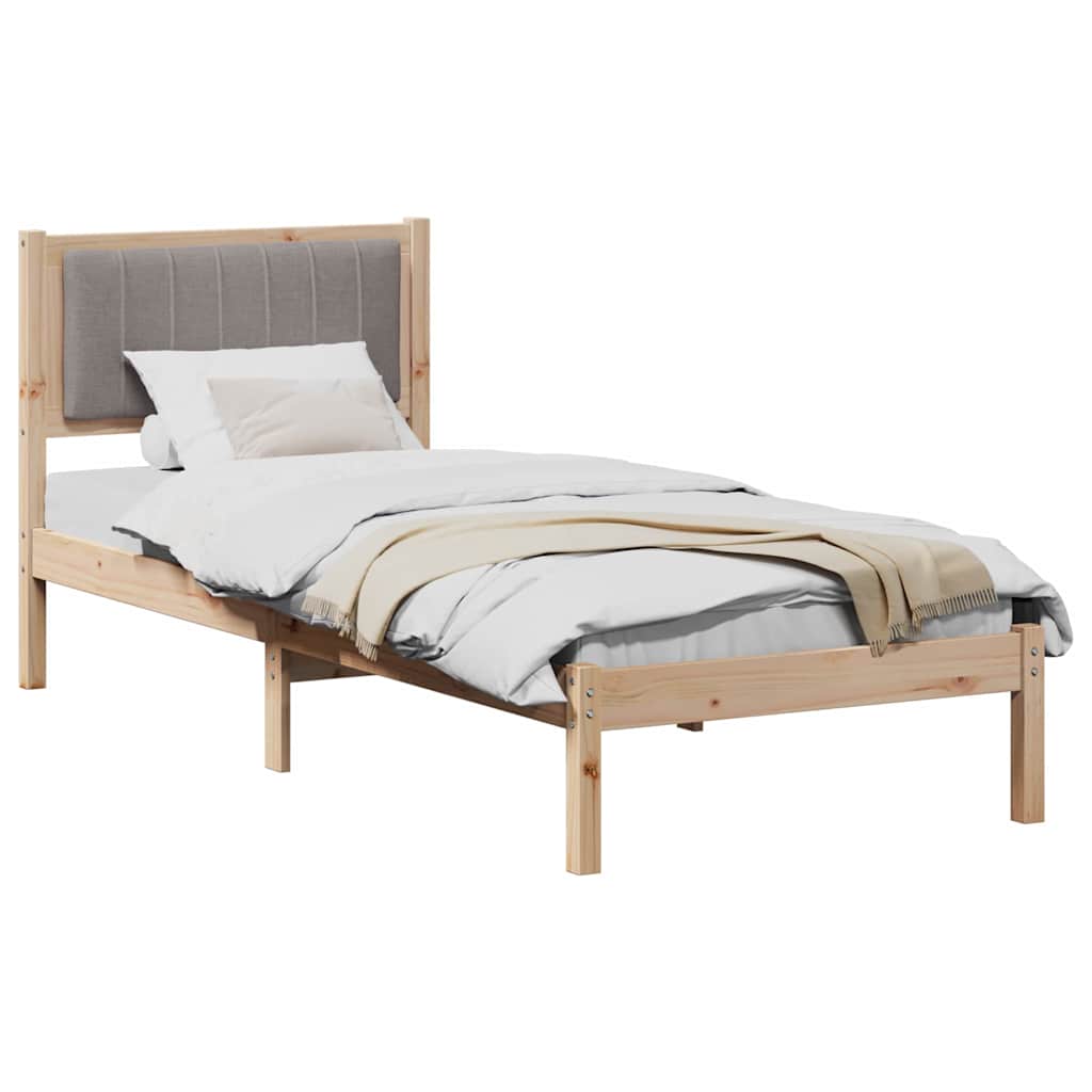 Sengestel med Polstret Hovedgavl Gråbrun 75 x 190 cm