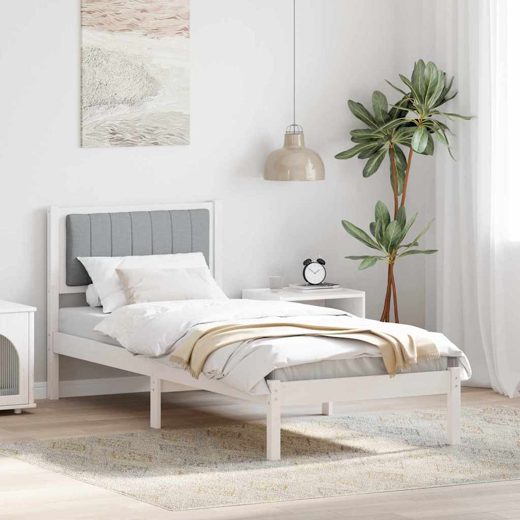 Sengestel med Polstret Hovedgavl Lysegrå 75 x 190 cm