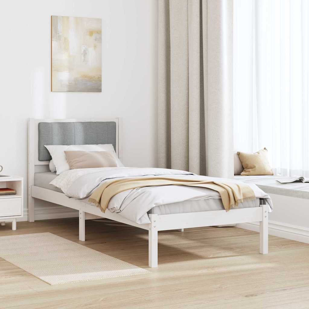 Sengestel med Polstret Hovedgavl Lysegrå 75 x 190 cm