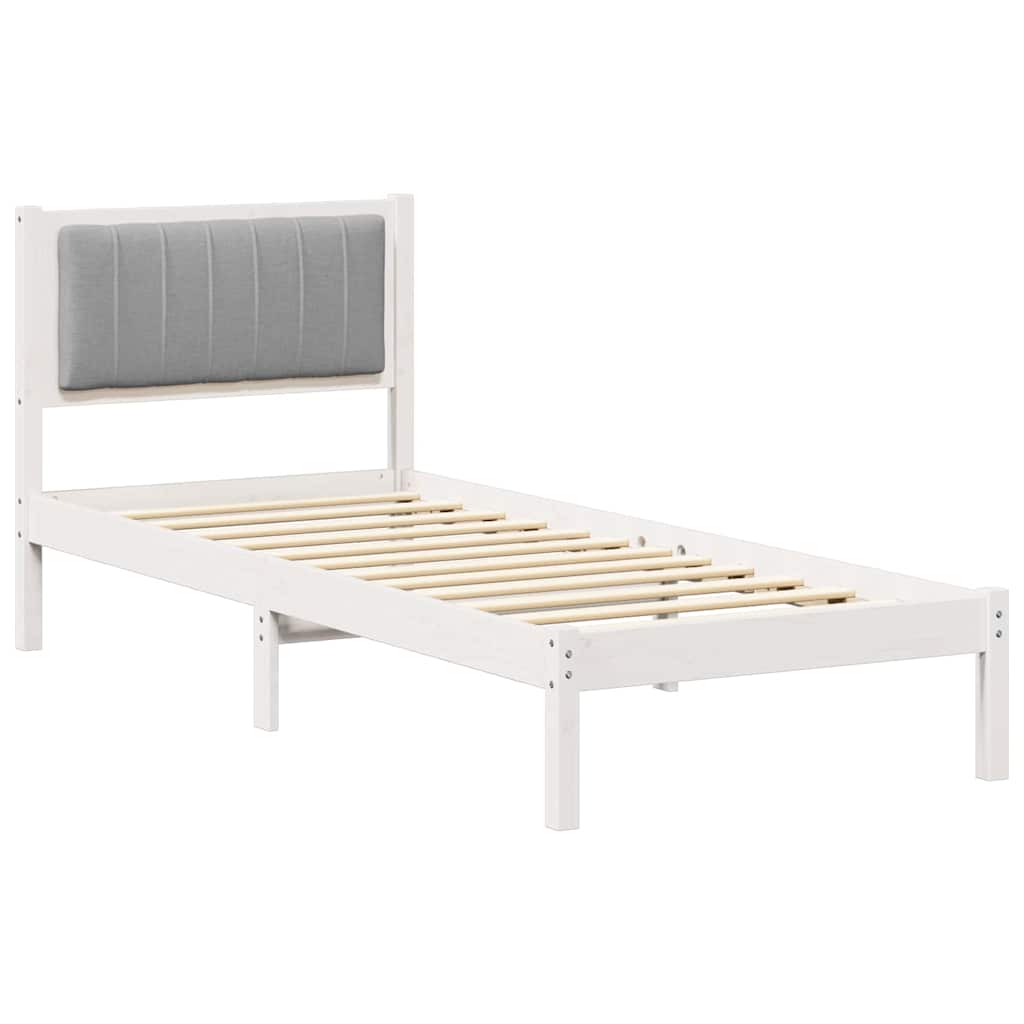 Sengestel med Polstret Hovedgavl Lysegrå 75 x 190 cm