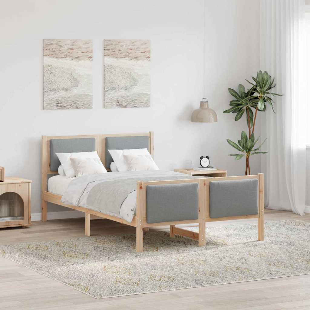 Sengestel med hovedgærde Lysegrå 120 x 200 cm Stof