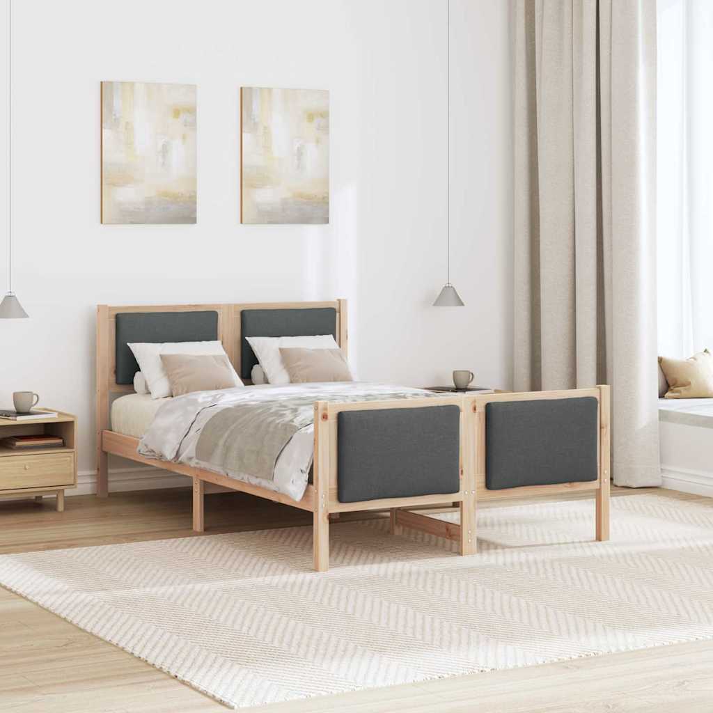 Sengestel med hovedgærde Mørkegrå 120 x 200 cm Stof