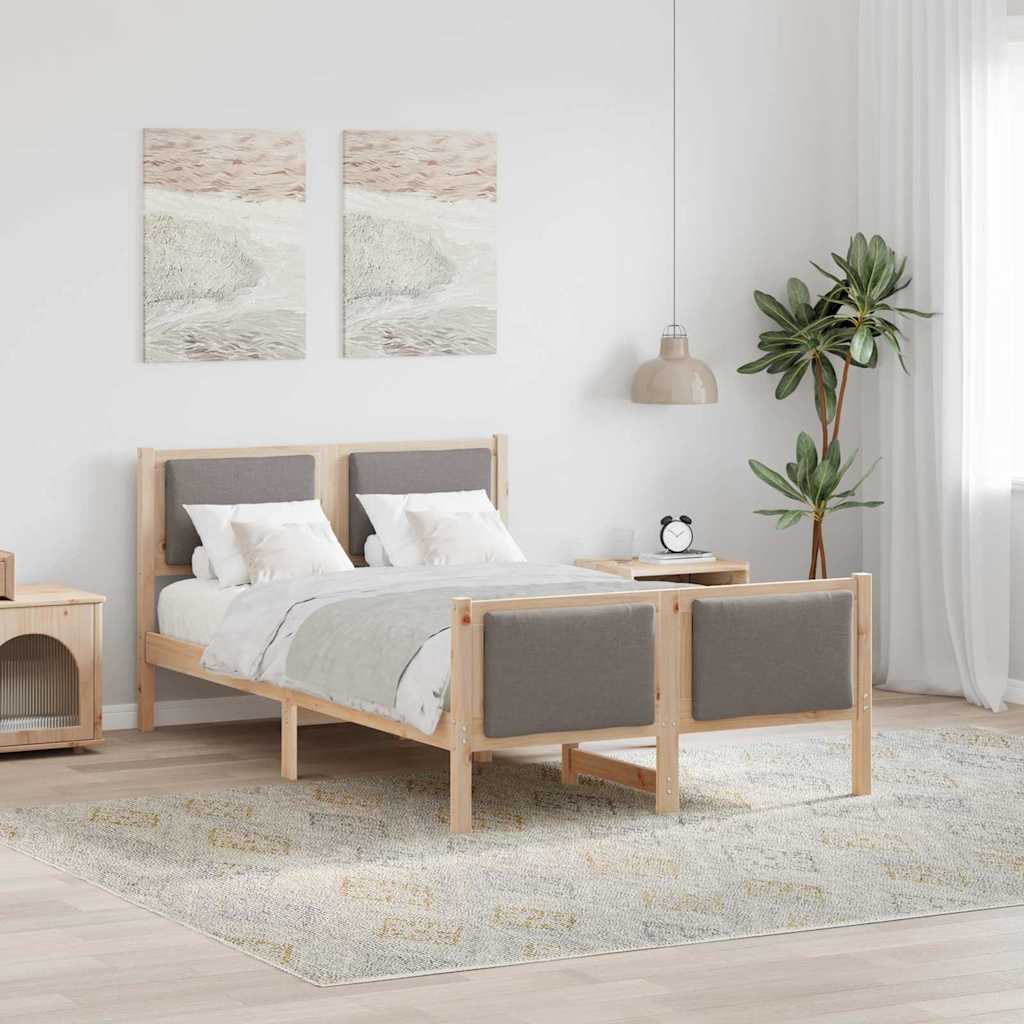 Sengestel med hovedgærde Gråbrun 120 x 200 cm Stof