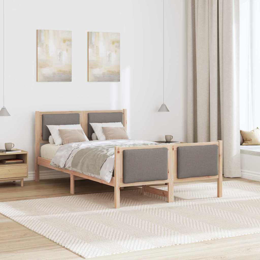 Sengestel med hovedgærde Gråbrun 120 x 200 cm Stof