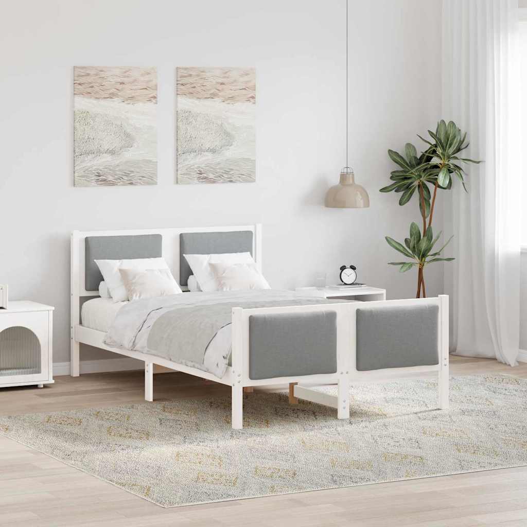 Sengestel med hovedgærde Lysegrå 120 x 200 cm Stof