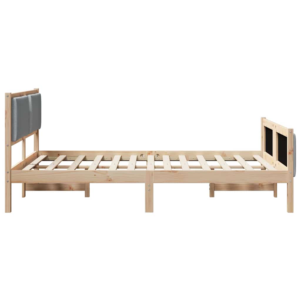 Sengestel med hovedgærde Lysegrå 140 x 190 cm Stof