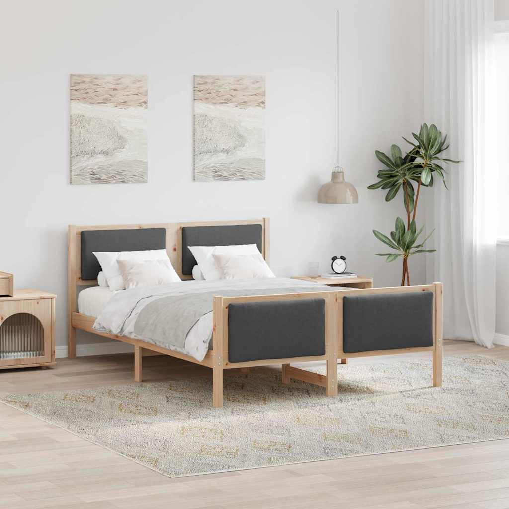 Sengestel med hovedgærde Mørkegrå 140 x 190 cm Stof