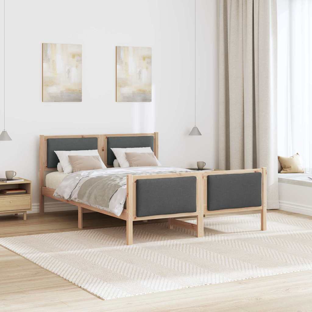 Sengestel med hovedgærde Mørkegrå 140 x 190 cm Stof