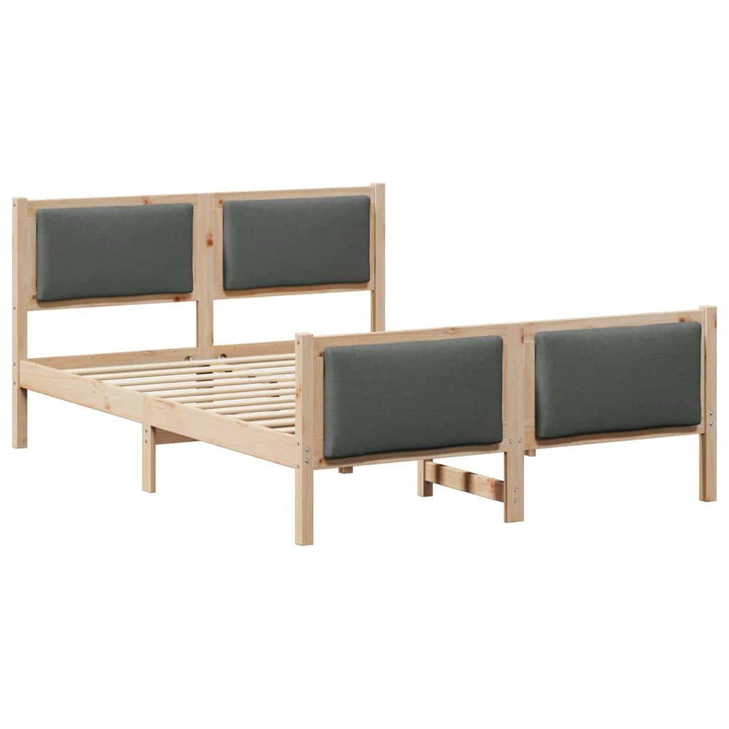 Sengestel med hovedgærde Mørkegrå 140 x 190 cm Stof
