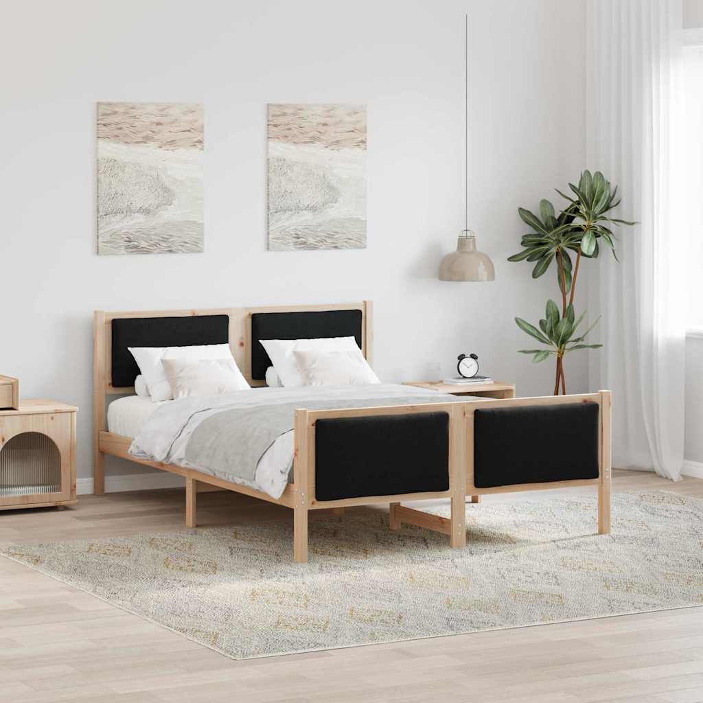 Sengestel med hovedgærde Sort 140 x 190 cm Stof
