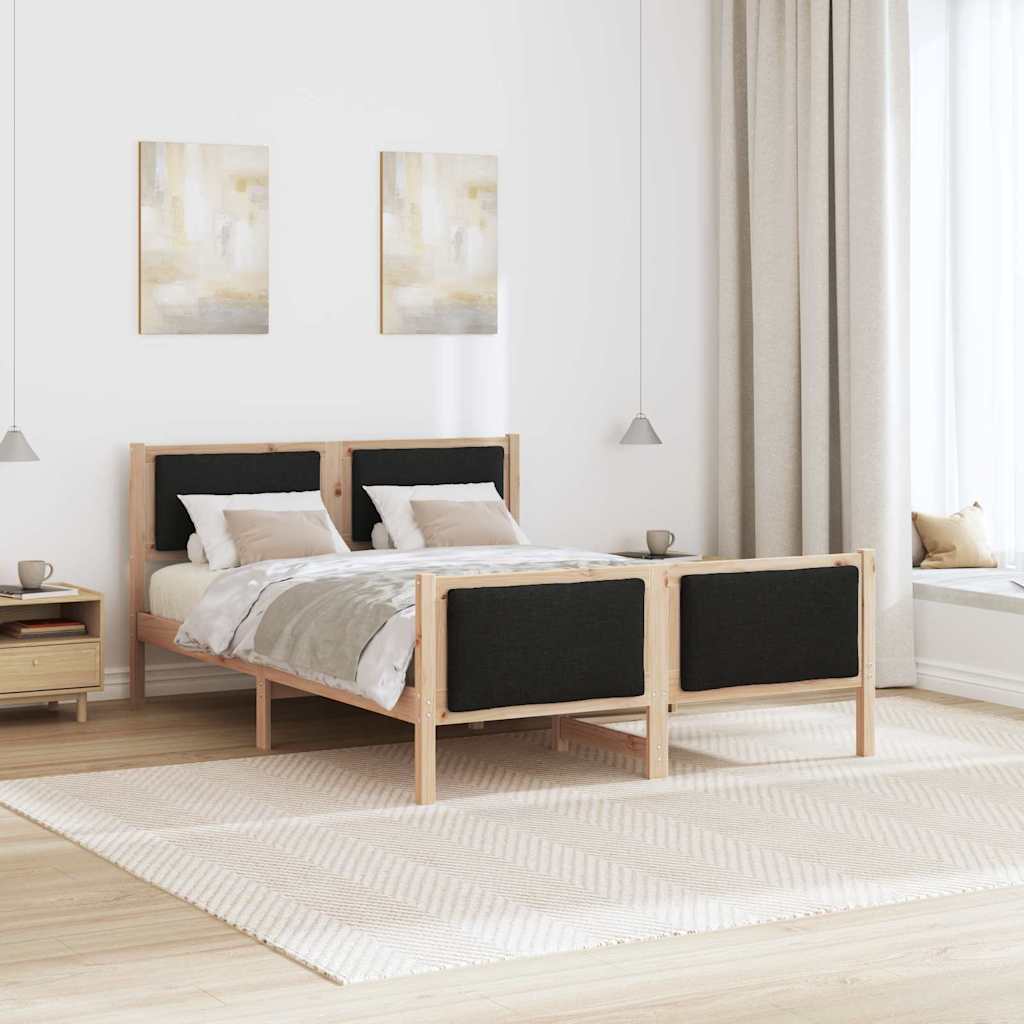 Sengestel med hovedgærde Sort 140 x 190 cm Stof