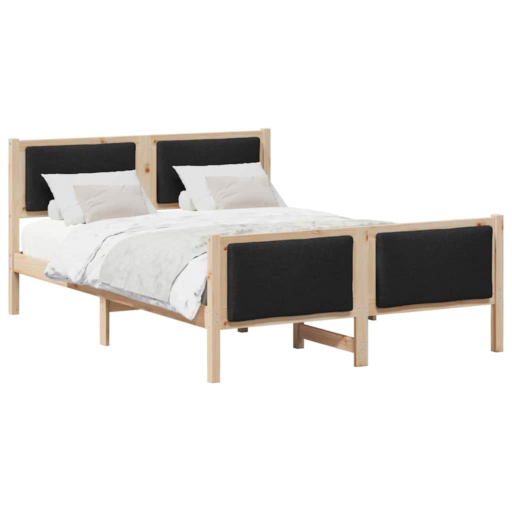 Sengestel med hovedgærde Sort 140 x 190 cm Stof