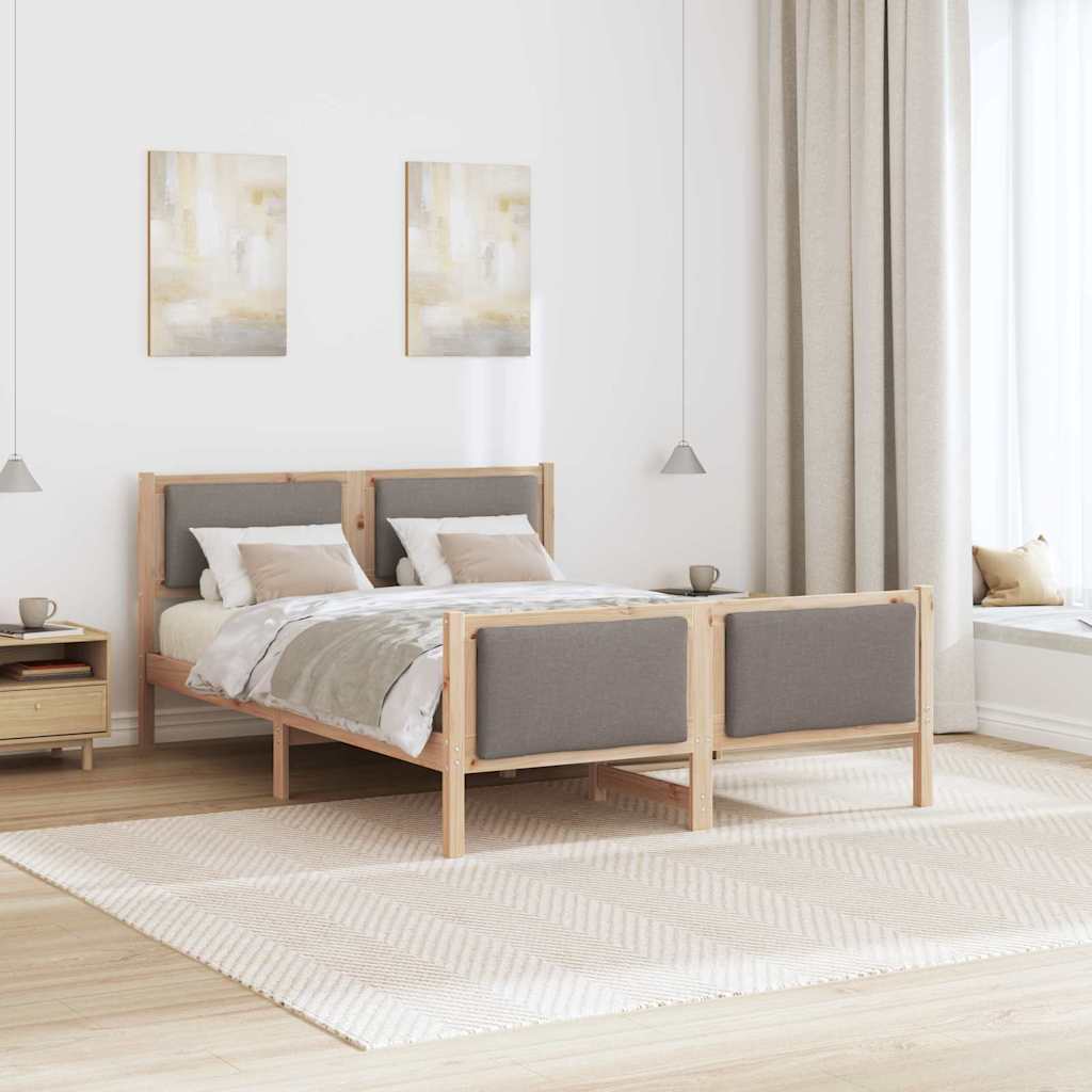 Sengestel med hovedgærde Gråbrun 140 x 190 cm Stof