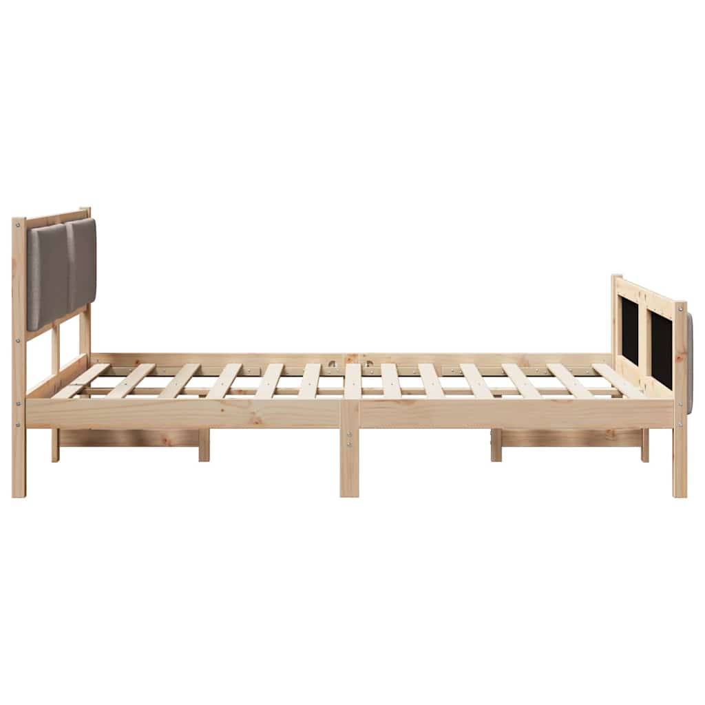 Sengestel med hovedgærde Gråbrun 140 x 190 cm Stof